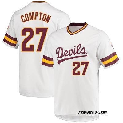Men's Brandon Compton Arizona State Sun Devils Replica Baseball Jersey - White