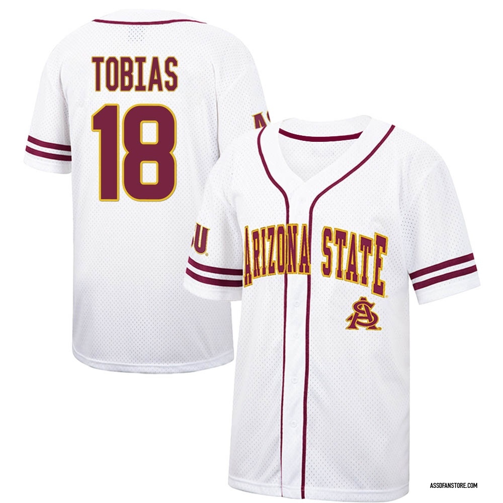 Men's Jacob Tobias Arizona State Sun Devils Replica Colosseum /Maroon Free Spirited Baseball Jersey - White