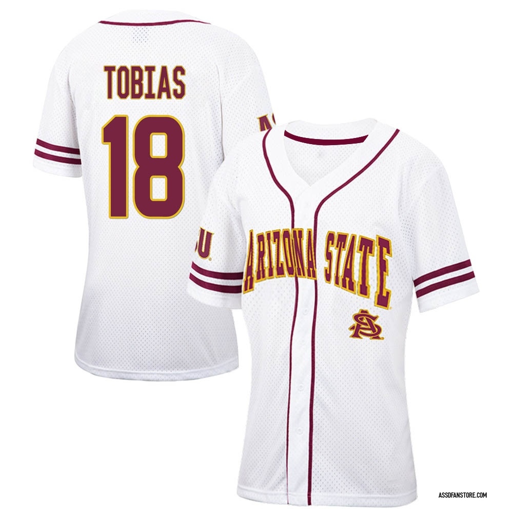 Women's Jacob Tobias Arizona State Sun Devils Replica Colosseum /Maroon Free Spirited Baseball Jersey - White