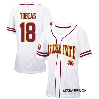 Women's Jacob Tobias Arizona State Sun Devils Replica Colosseum /Maroon Free Spirited Baseball Jersey - White