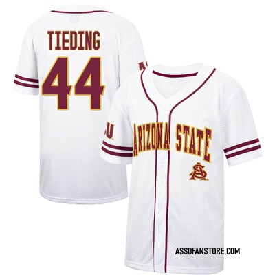 Youth Matt Tieding Arizona State Sun Devils Replica Colosseum /Maroon Free Spirited Baseball Jersey - White